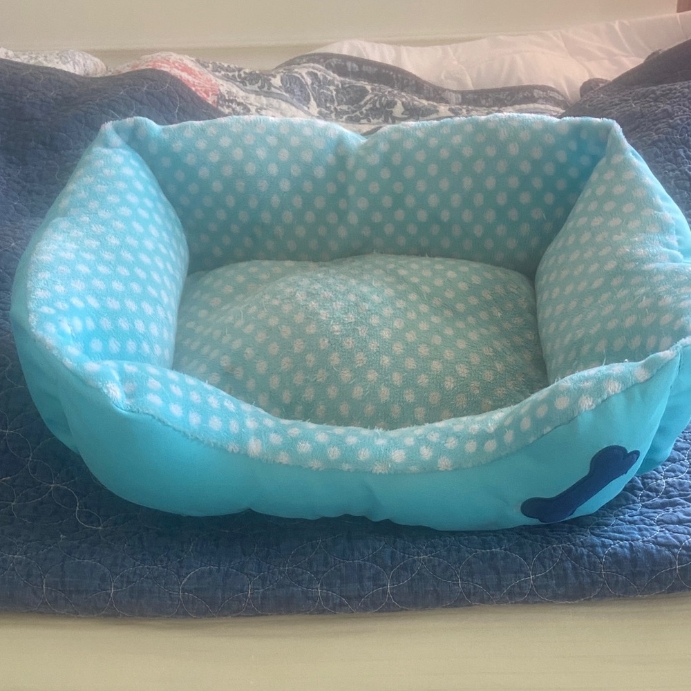 Small Blue Polka Dot Pet Bed